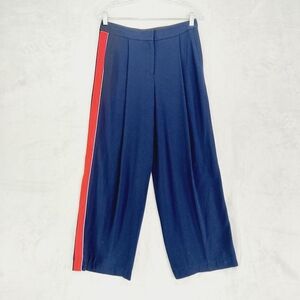 Dkny Dark Blue Red Stripe Side High Waist Wide Pants P3370